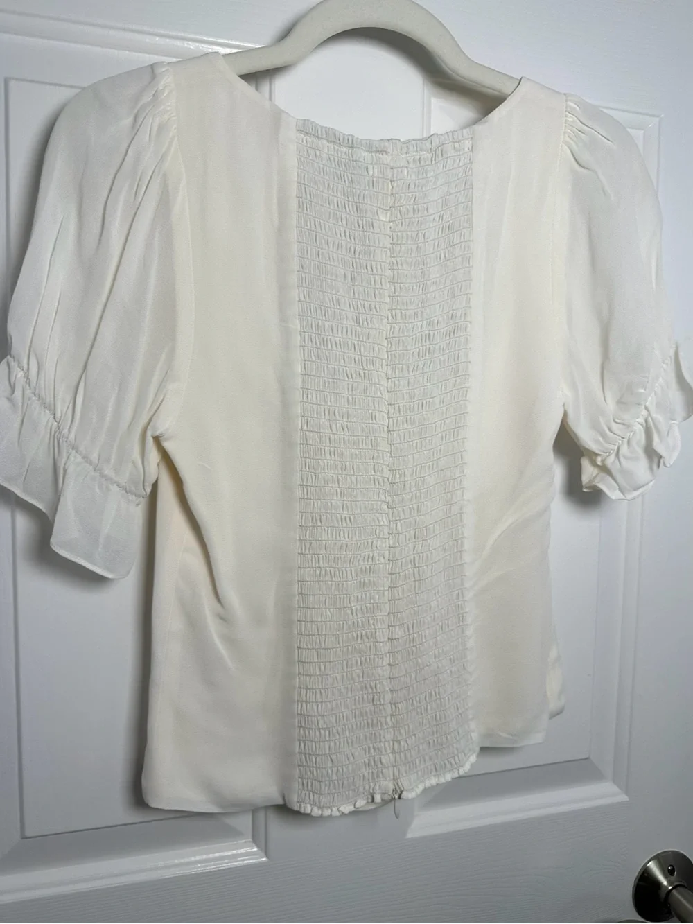 Reformation Delevan Puff Sleeve White Top